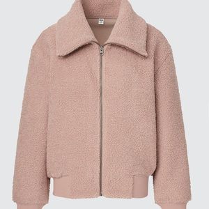 Pile-Lined Fleece Cropped Full-Zip Long-Sleeve Jacket